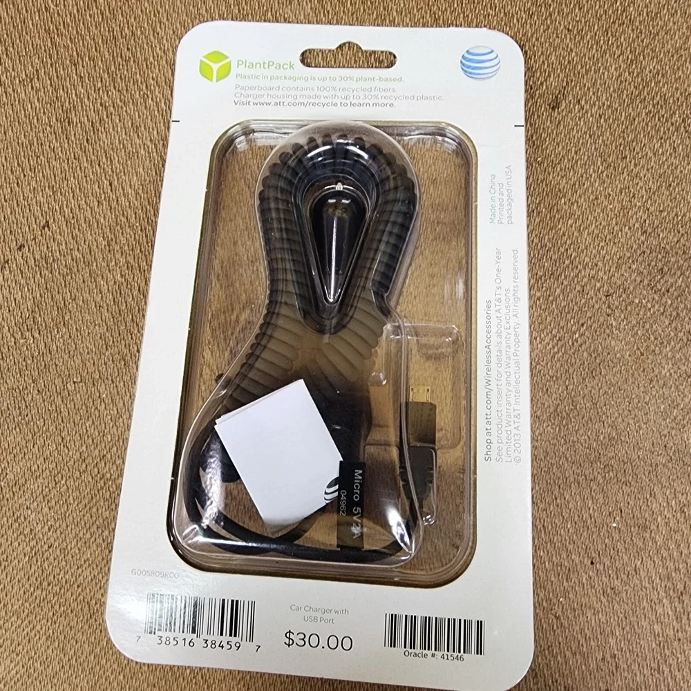 New‎ AT&T Black Car Charger Micro USB High Amp For Most Tablets & Phones